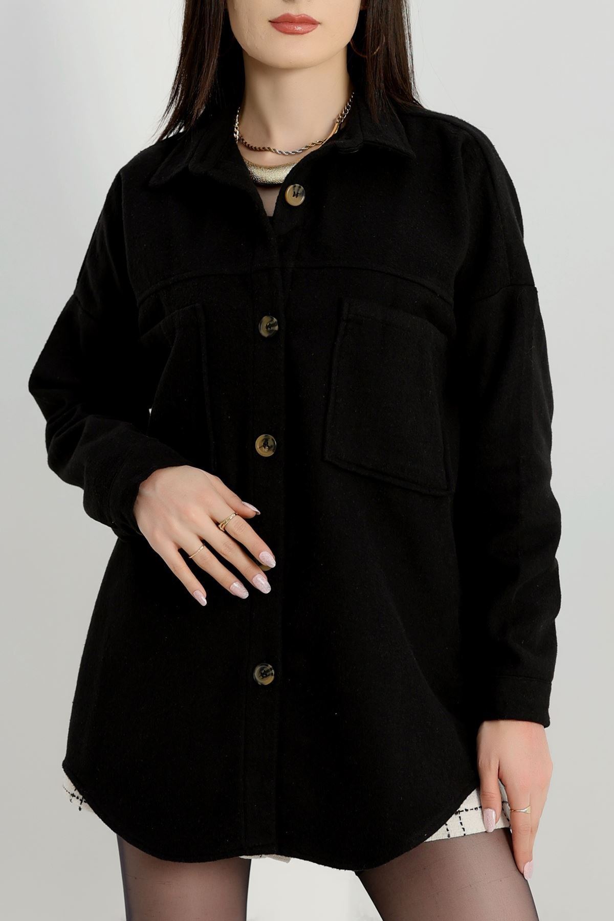 Çift Cep Kaşe Gömlek Siyah - 20258.1775.