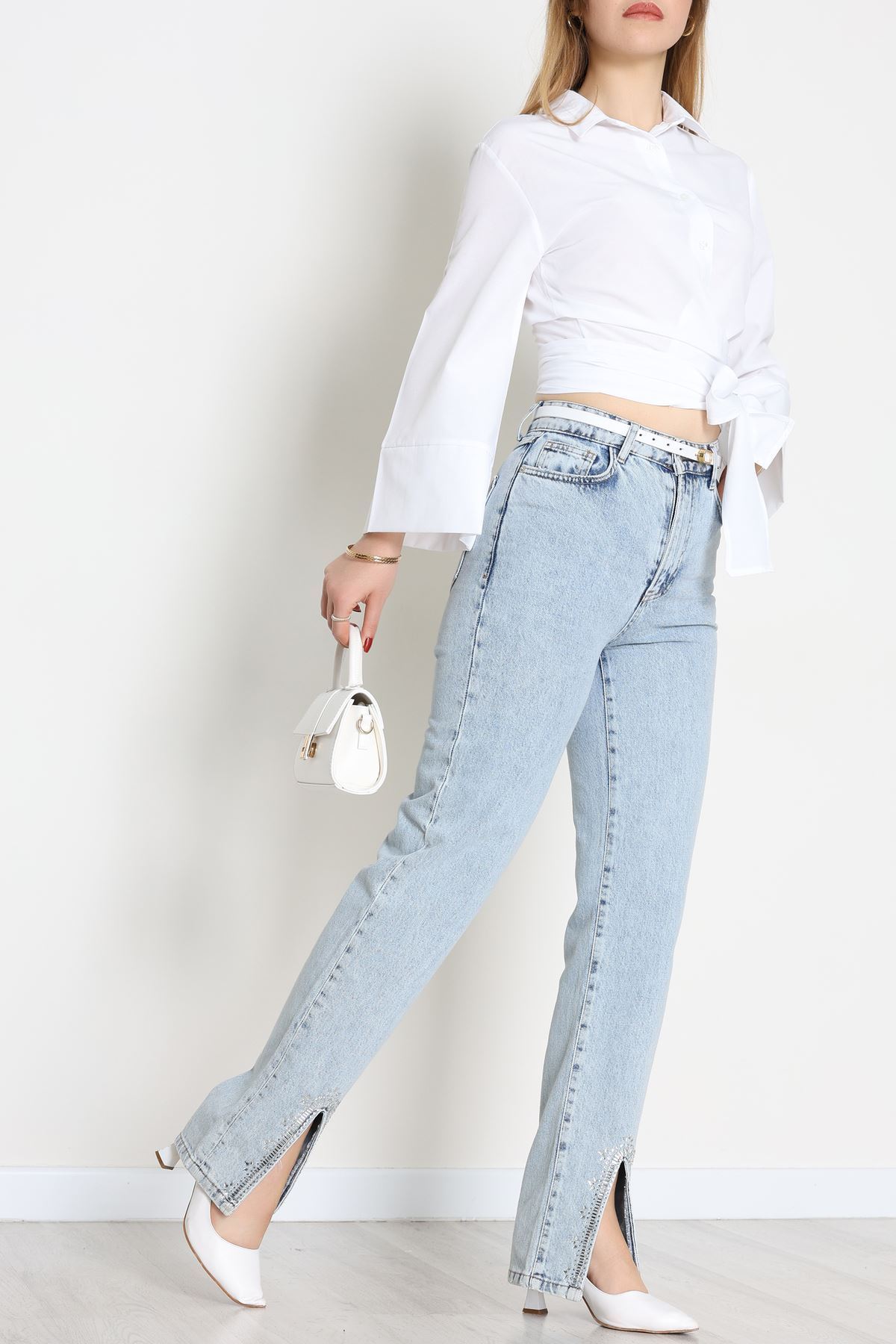 Yandan Bağlamalı Gömlek Beyaz - 52194.2118.