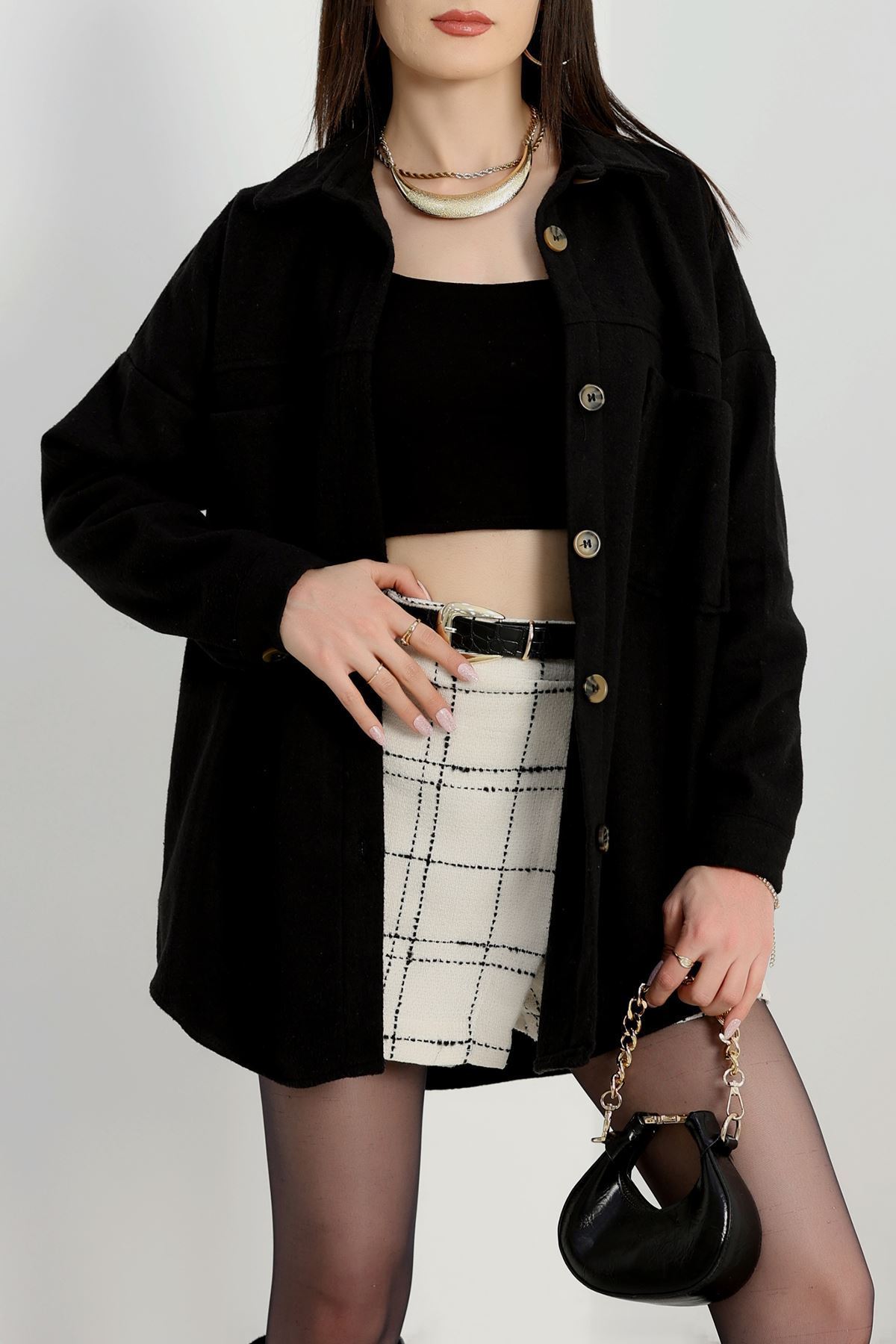 Çift Cep Kaşe Gömlek Siyah - 20258.1775.