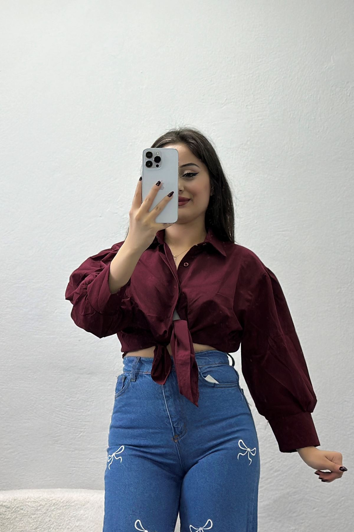 Balon Kol Gömlek Bordo - 30839.1949.