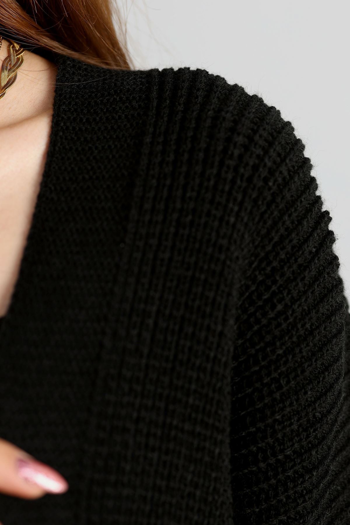 Cep Detaylı Triko Hırka Siyah - 436.1577.