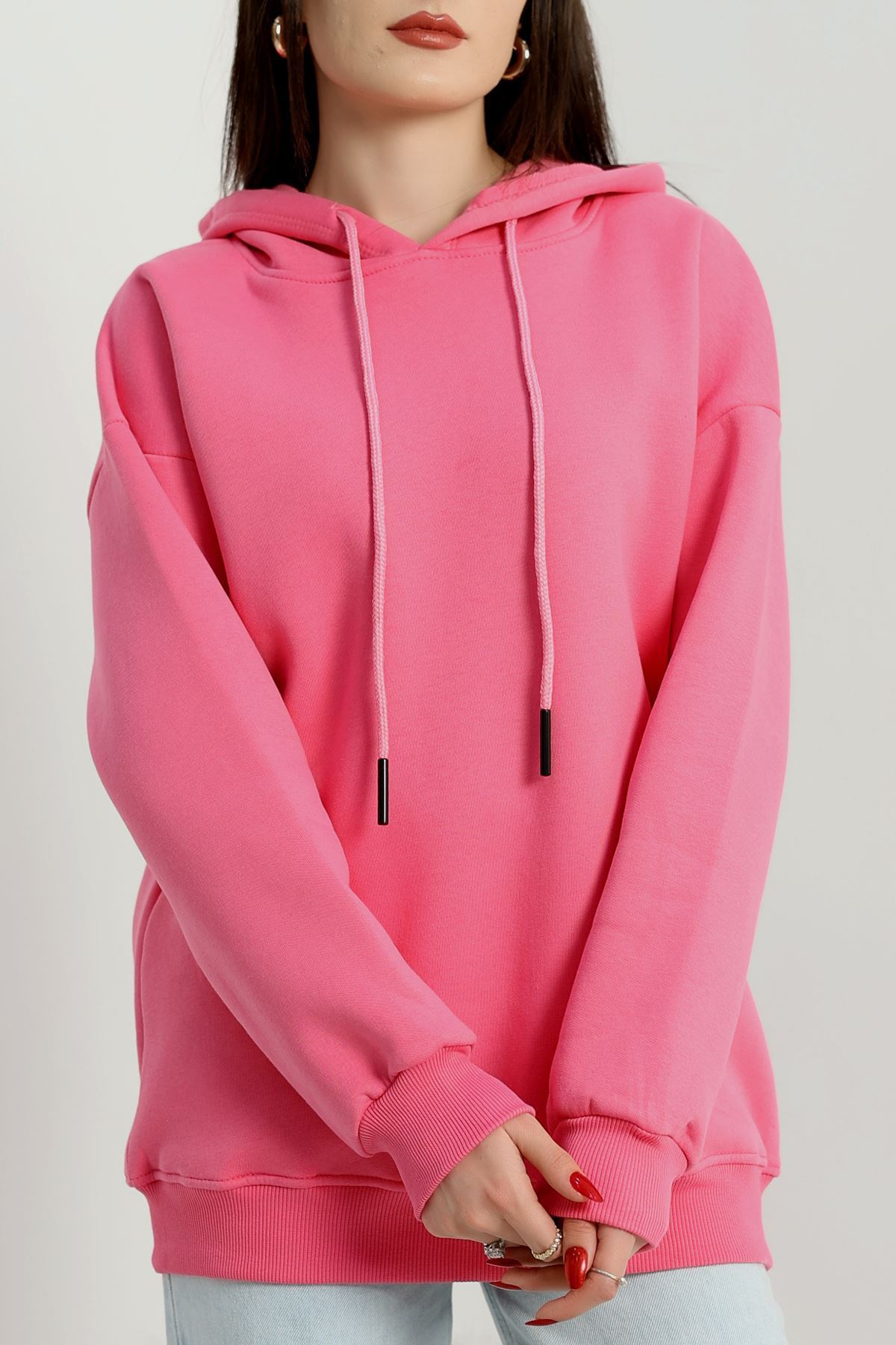 3 İplik Kapşonlu Sweat Koyupembe - 20074.1878.