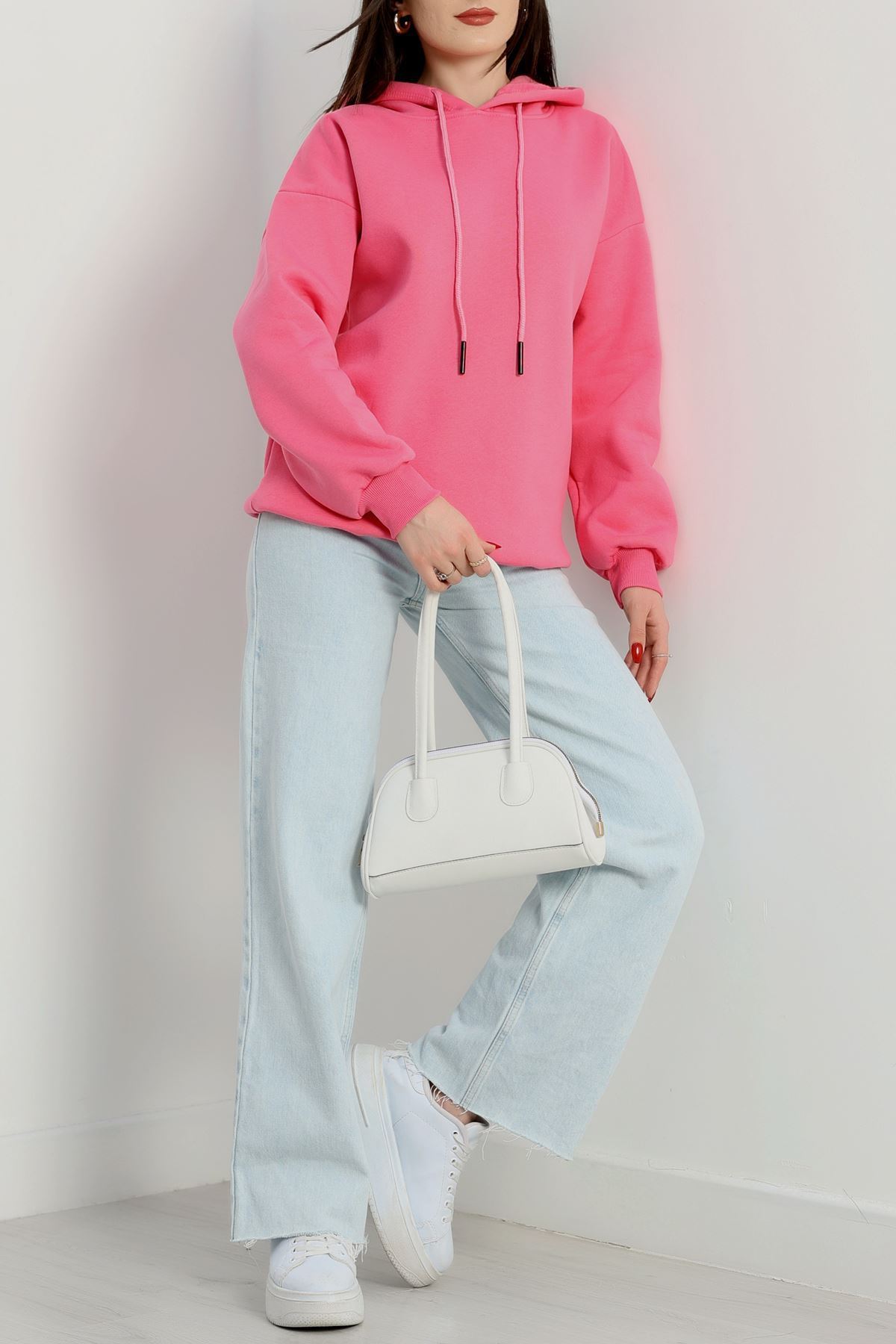 3 İplik Kapşonlu Sweat Koyupembe - 20074.1878.