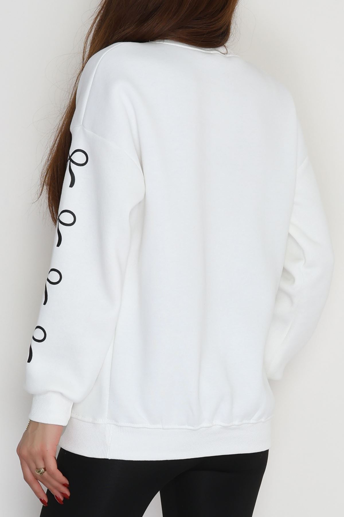 3 İplik Bisiklet Yaka Sweat Ekrusiyah - 42246.1878.