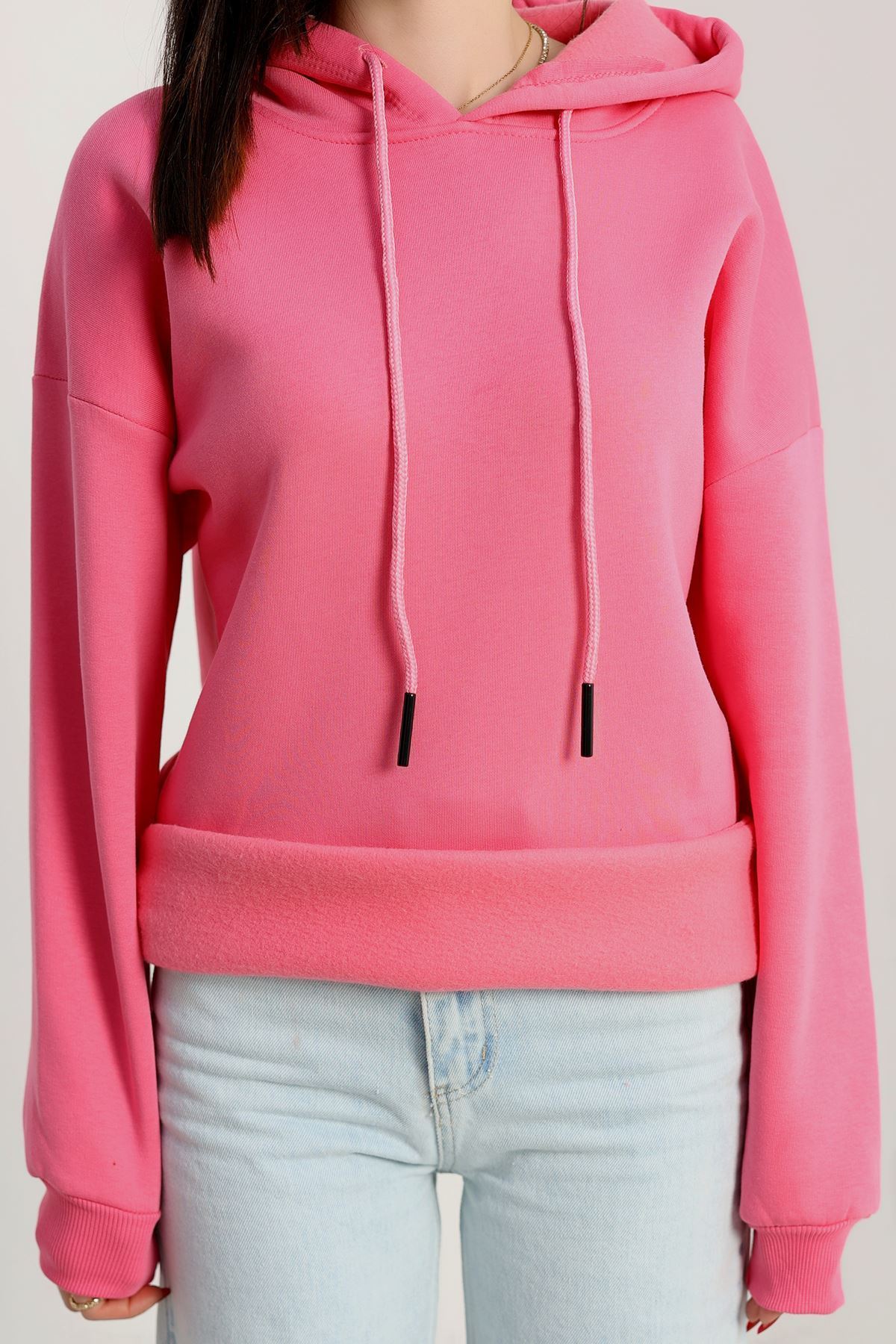 3 İplik Kapşonlu Sweat Koyupembe - 20074.1878.