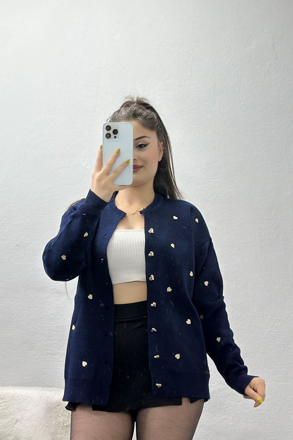 Kalp Detaylı Hırka Lacivertlatte - 3219.1577.