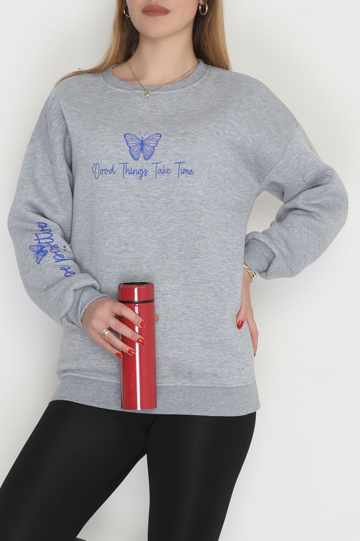 3 İplik Şardonlu Baskılı Sweat Grisaks - 42611.1878.