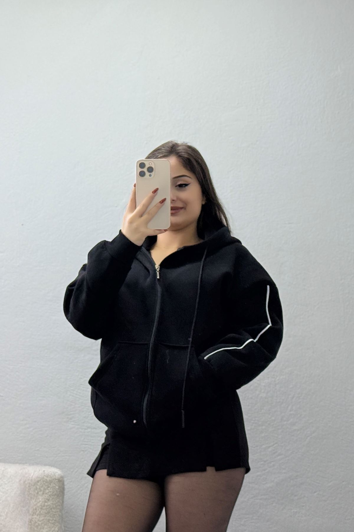 3 İplik Kompakt Oversize Biyeli Sweat Siyah - 42503.1878.