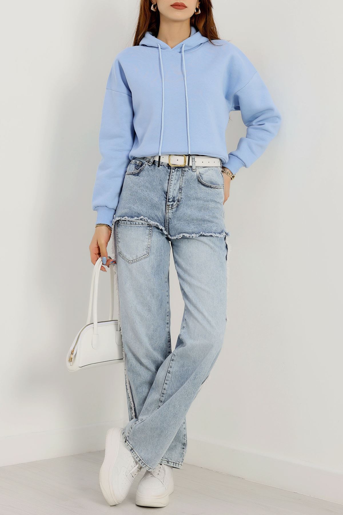 3 İplik Kapşonlu Crop Sweat Bebemavi1 - 20959.1878.