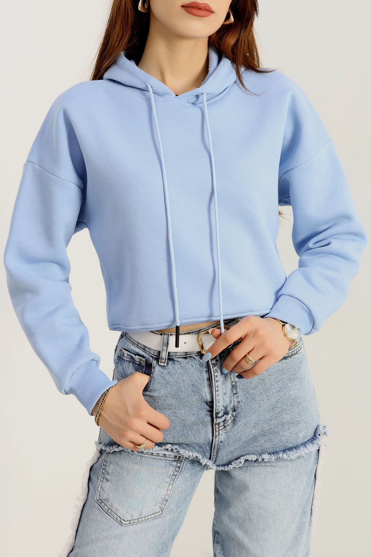 3 İplik Kapşonlu Crop Sweat Bebemavi1 - 20959.1878.