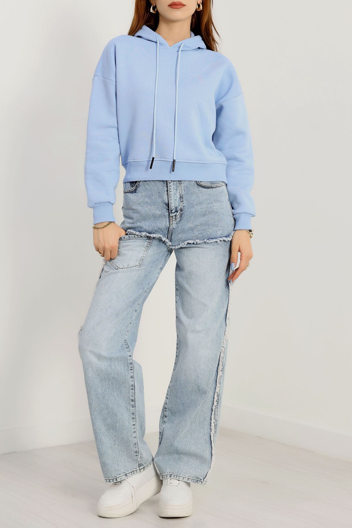 3 İplik Kapşonlu Crop Sweat Bebemavi1 - 20959.1878.