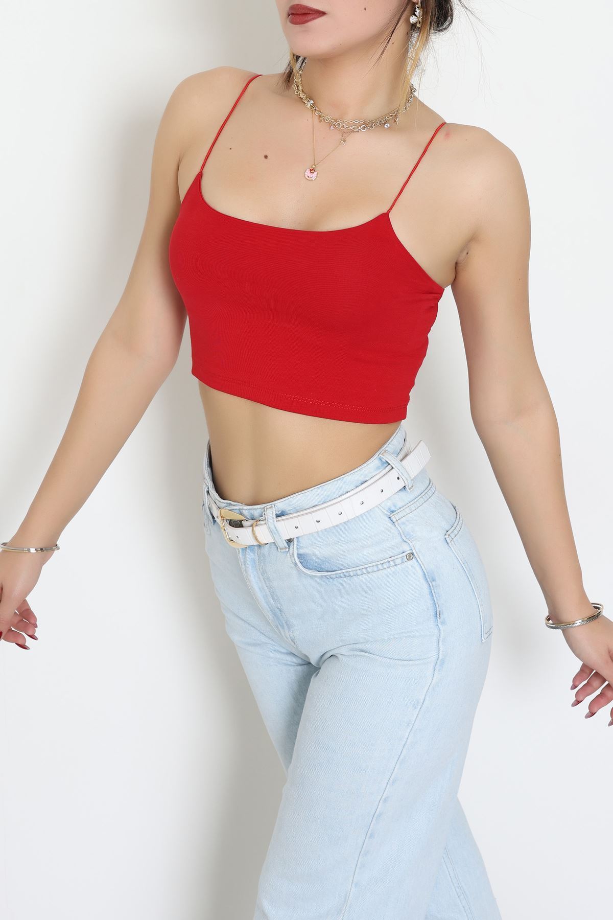 İp Askılı Crop Büstiyer Atlet Kırmızı - 20544.200.