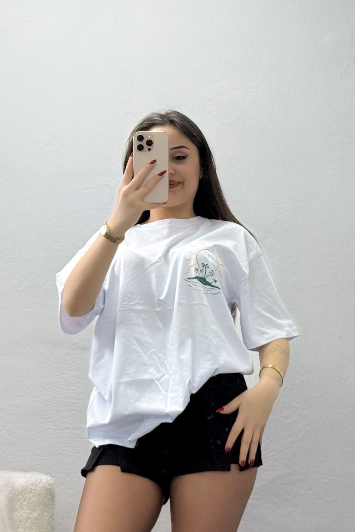 Kompakt Penye Unisex Tişört Beyazzümrüt - 55064.1872.