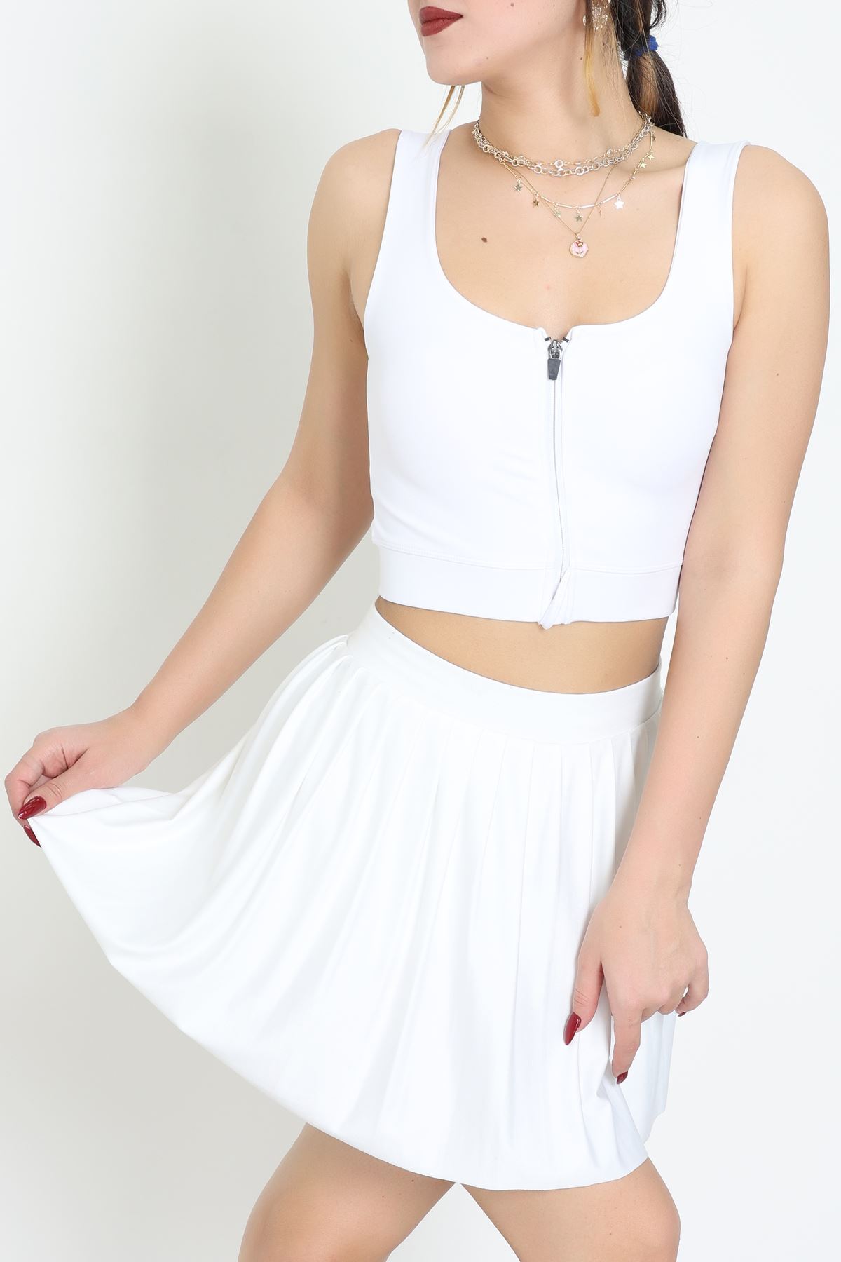 Fermuarlı Kaplı Büstiyer Beyaz - 9039.125.