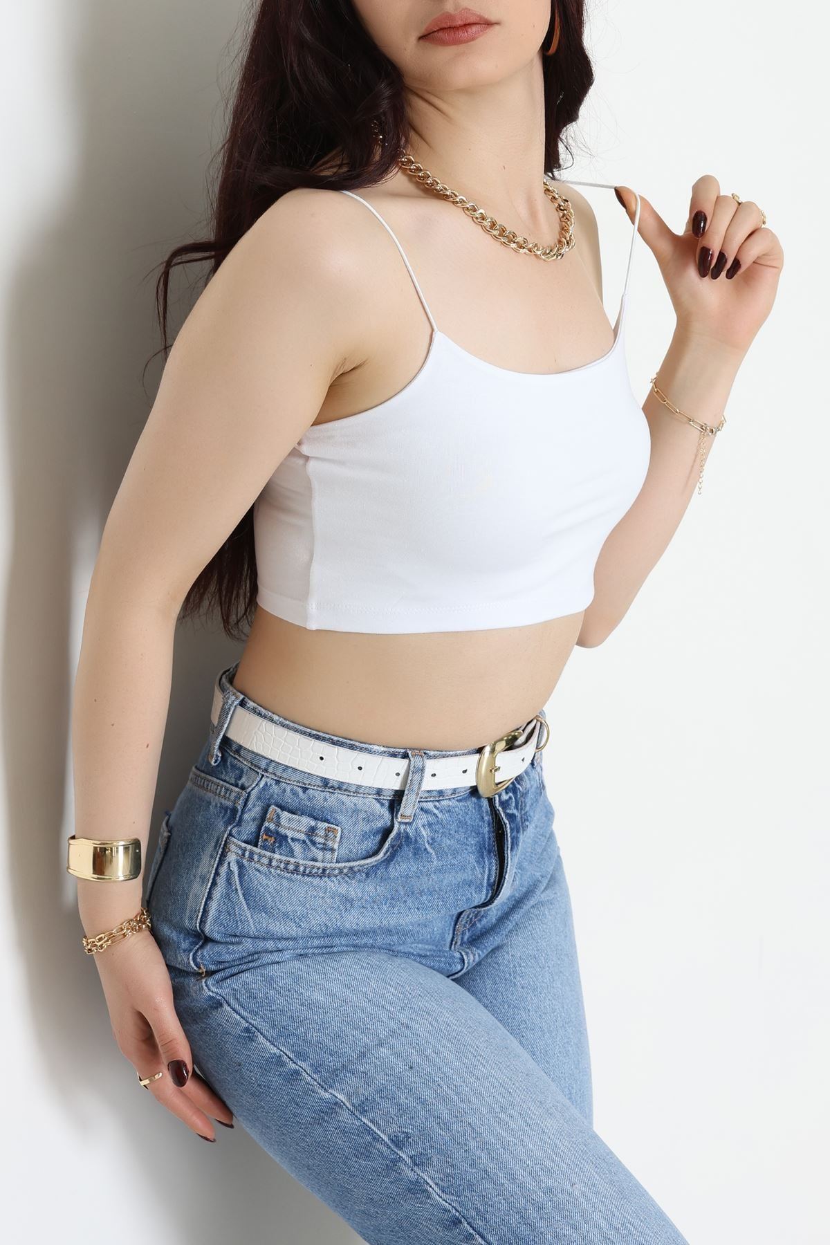 İp Askılı Crop Büstiyer Atlet Beyaz - 20544.200.