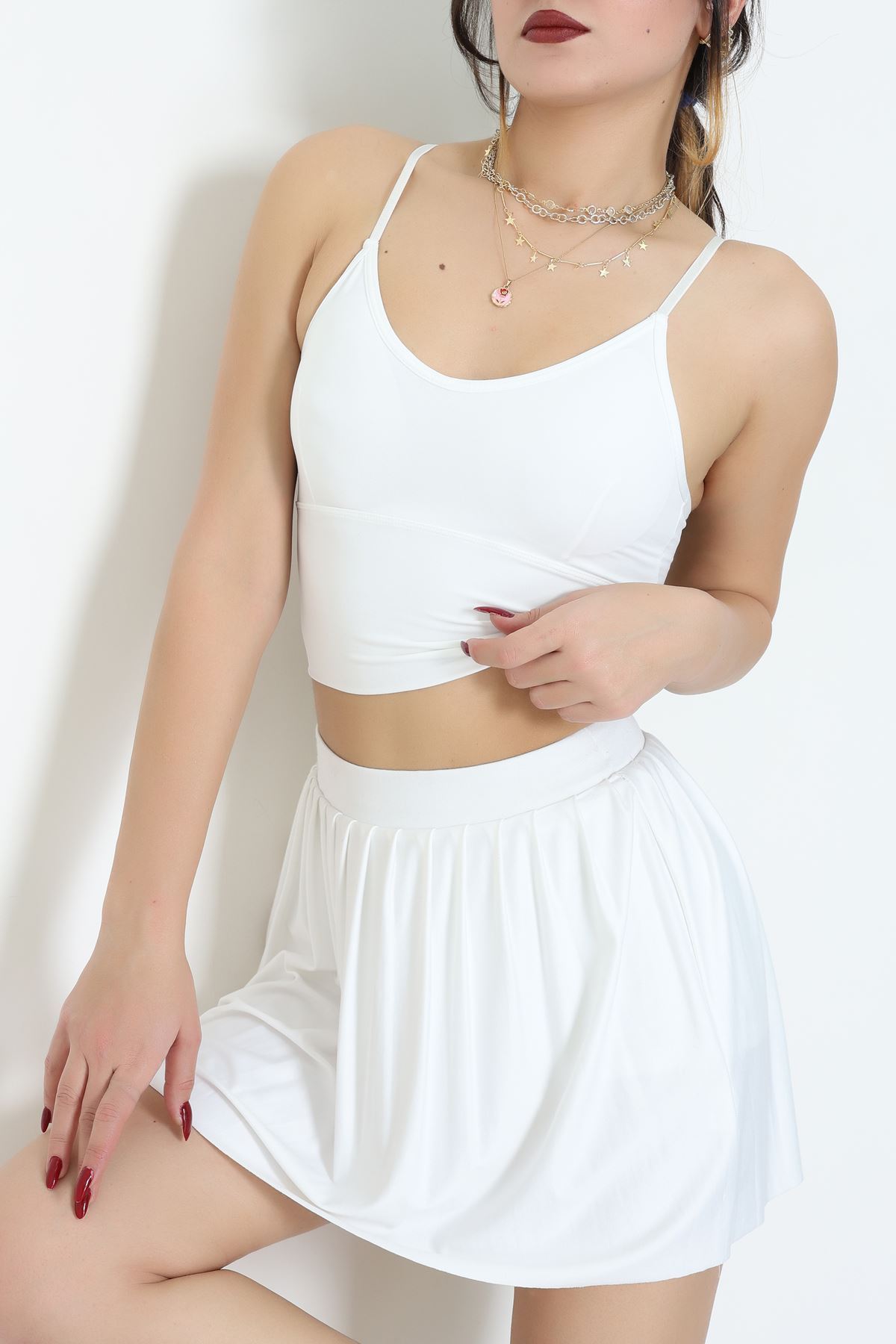 Sırtı Çaprazlı İp Askılı Kaplı Büstiyer Beyaz - 9044.125.