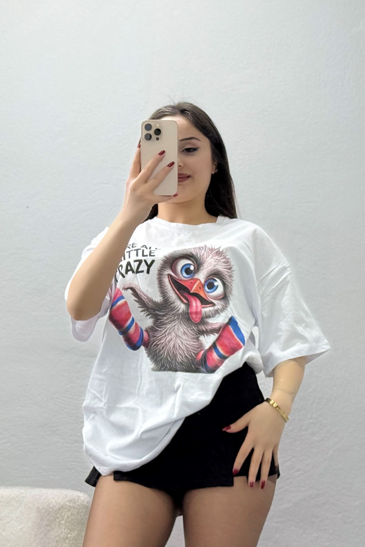 Baskılı Kompakt Penye Tişört Beyazgri - 55044.1872.