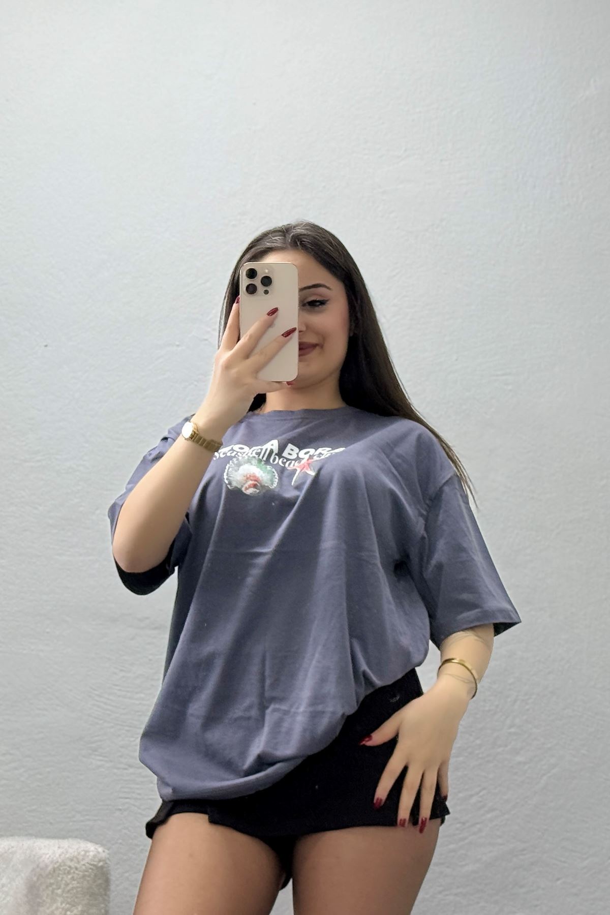 Kompakt Penye Unisex Tişört Koyugri - 55064.1872.