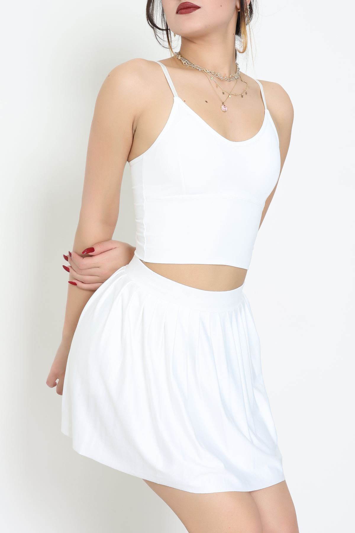 Sırtı Çaprazlı İp Askılı Kaplı Büstiyer Beyaz - 9044.125.