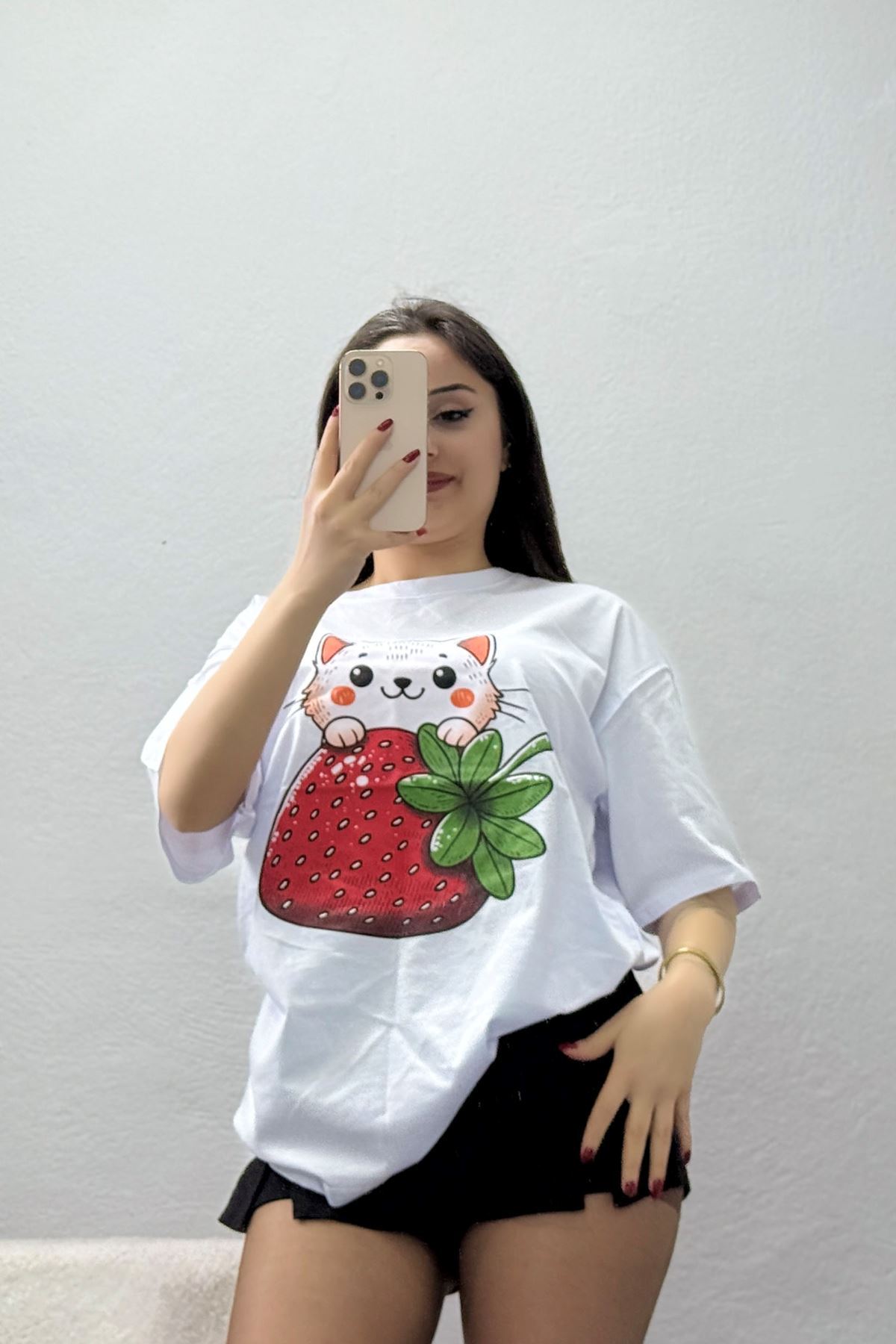 Baskılı Kompakt Penye Tişört Beyazyeşil1 - 55044.1872.