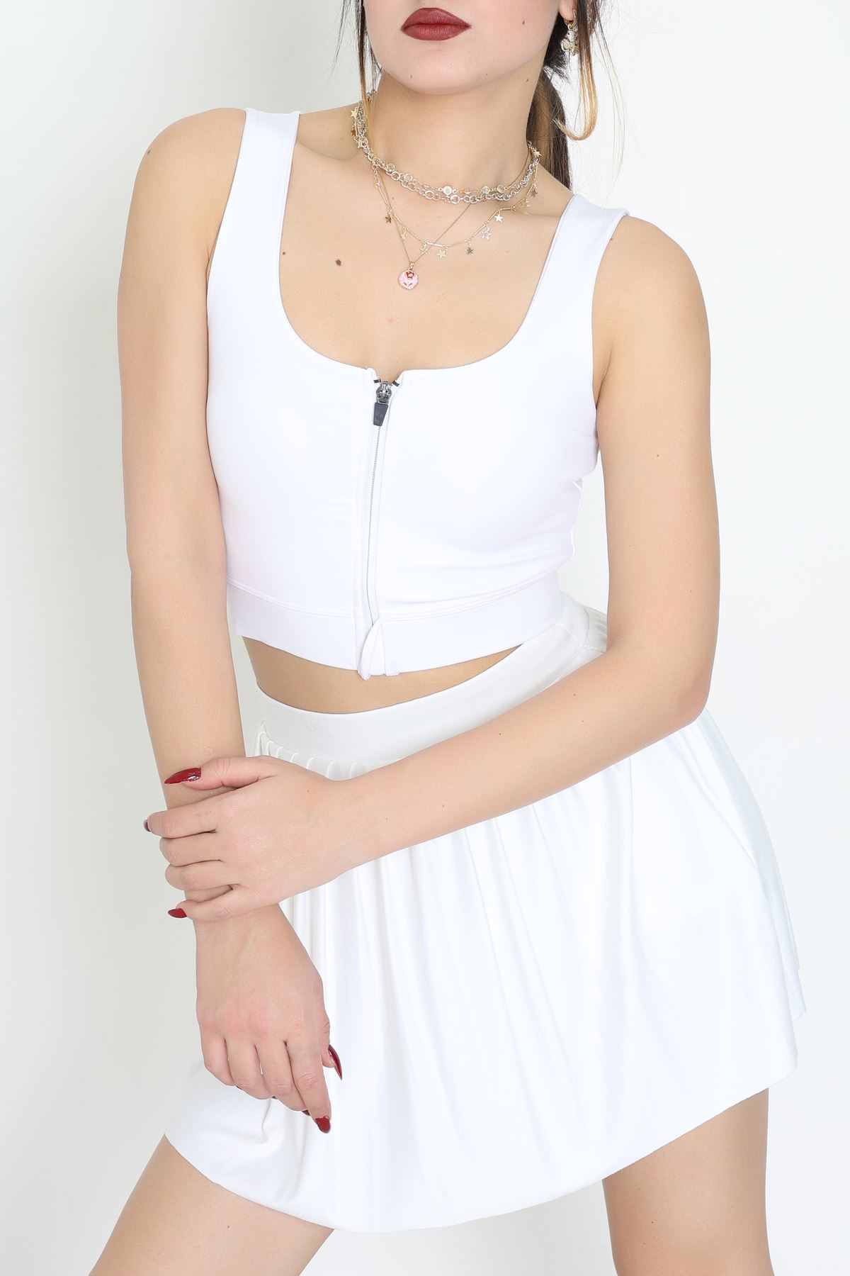 Fermuarlı Kaplı Büstiyer Beyaz - 9039.125.