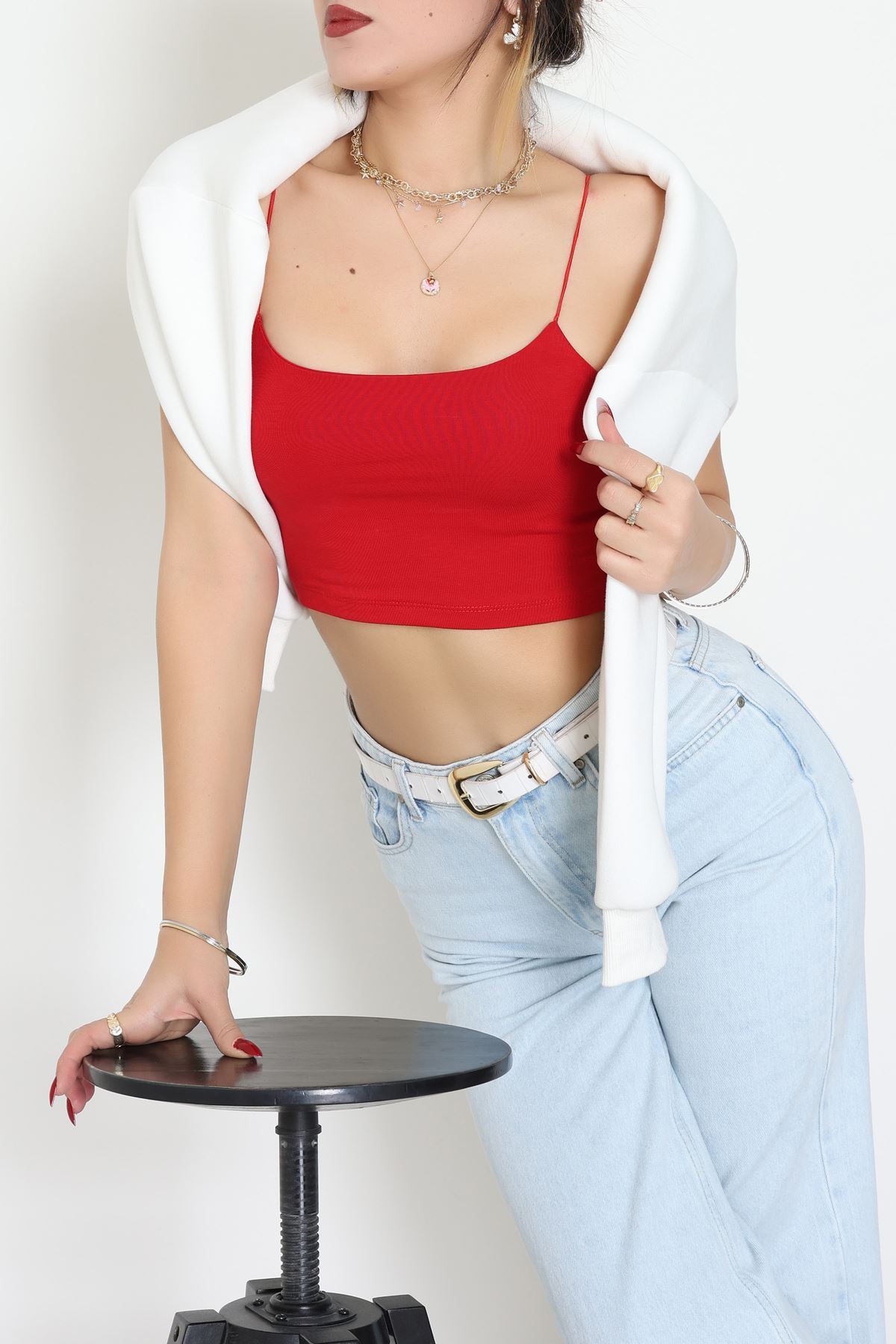 İp Askılı Crop Büstiyer Atlet Kırmızı - 20544.200.