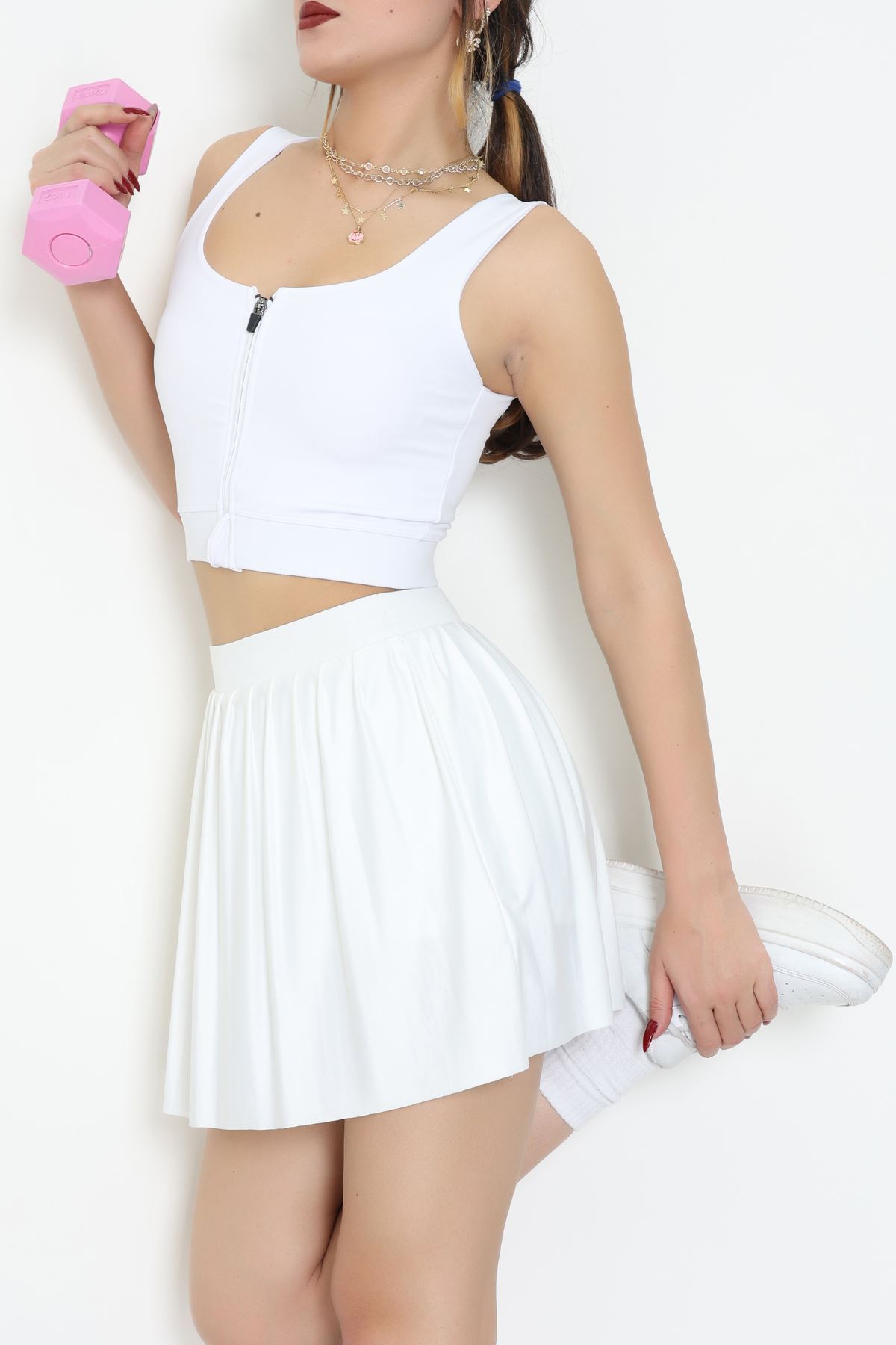 Fermuarlı Kaplı Büstiyer Beyaz - 9039.125.