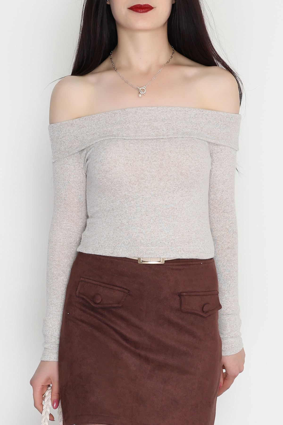 Madonna Yaka Crop Yumoş Body Bej - 50209.1723.