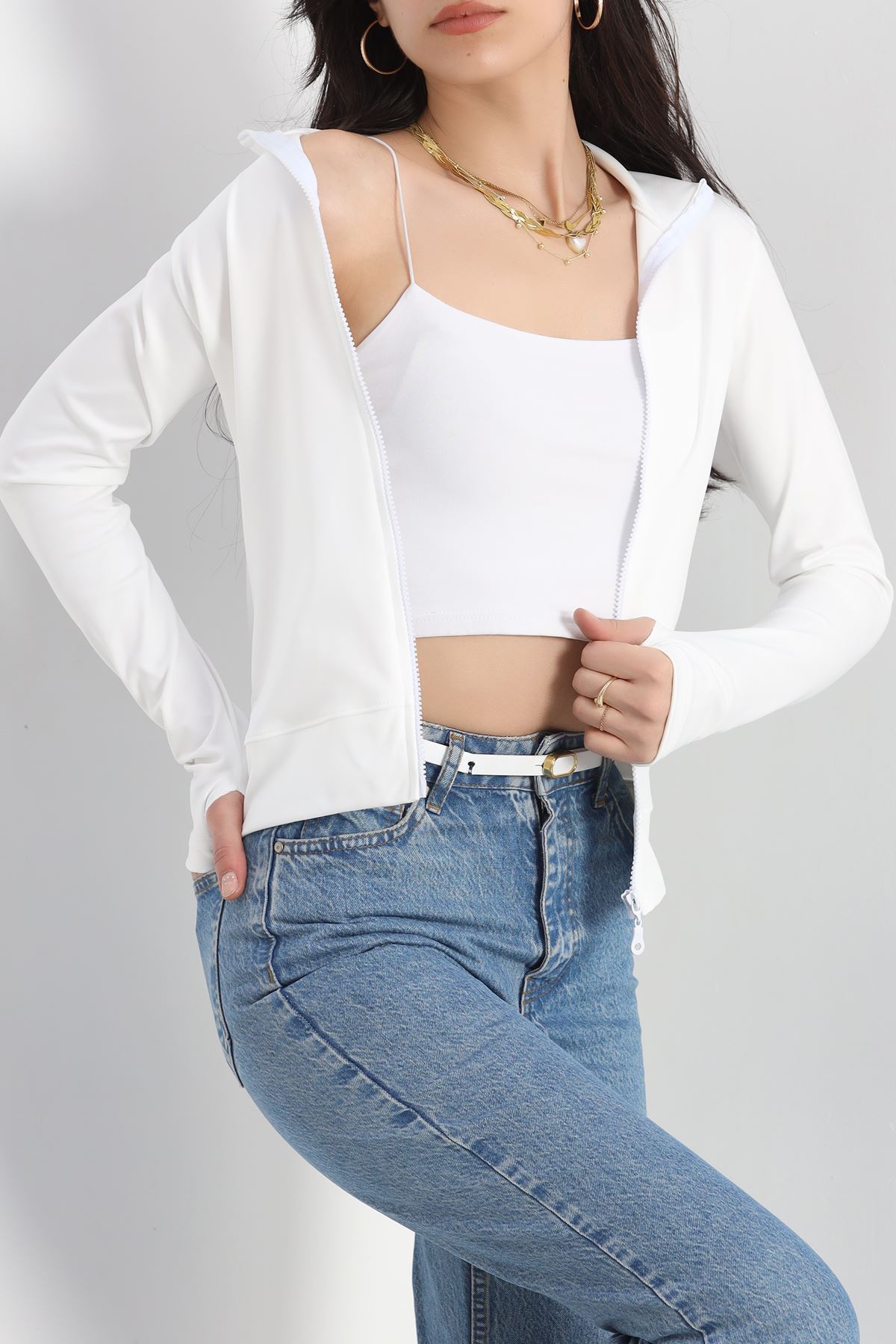 Dik Yaka Dalgıç Ceket Ekru - 50056.053.