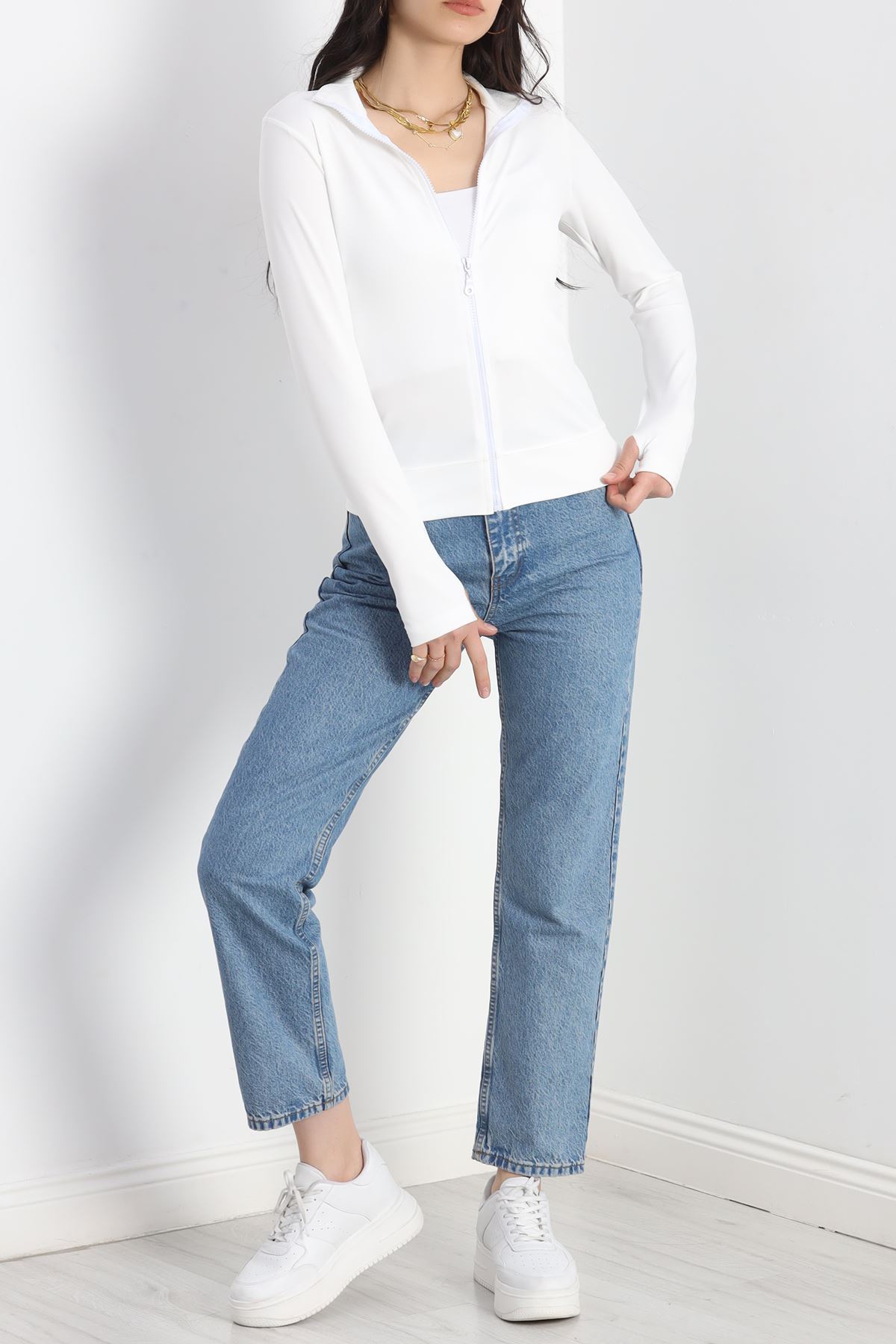 Dik Yaka Dalgıç Ceket Ekru - 50056.053.