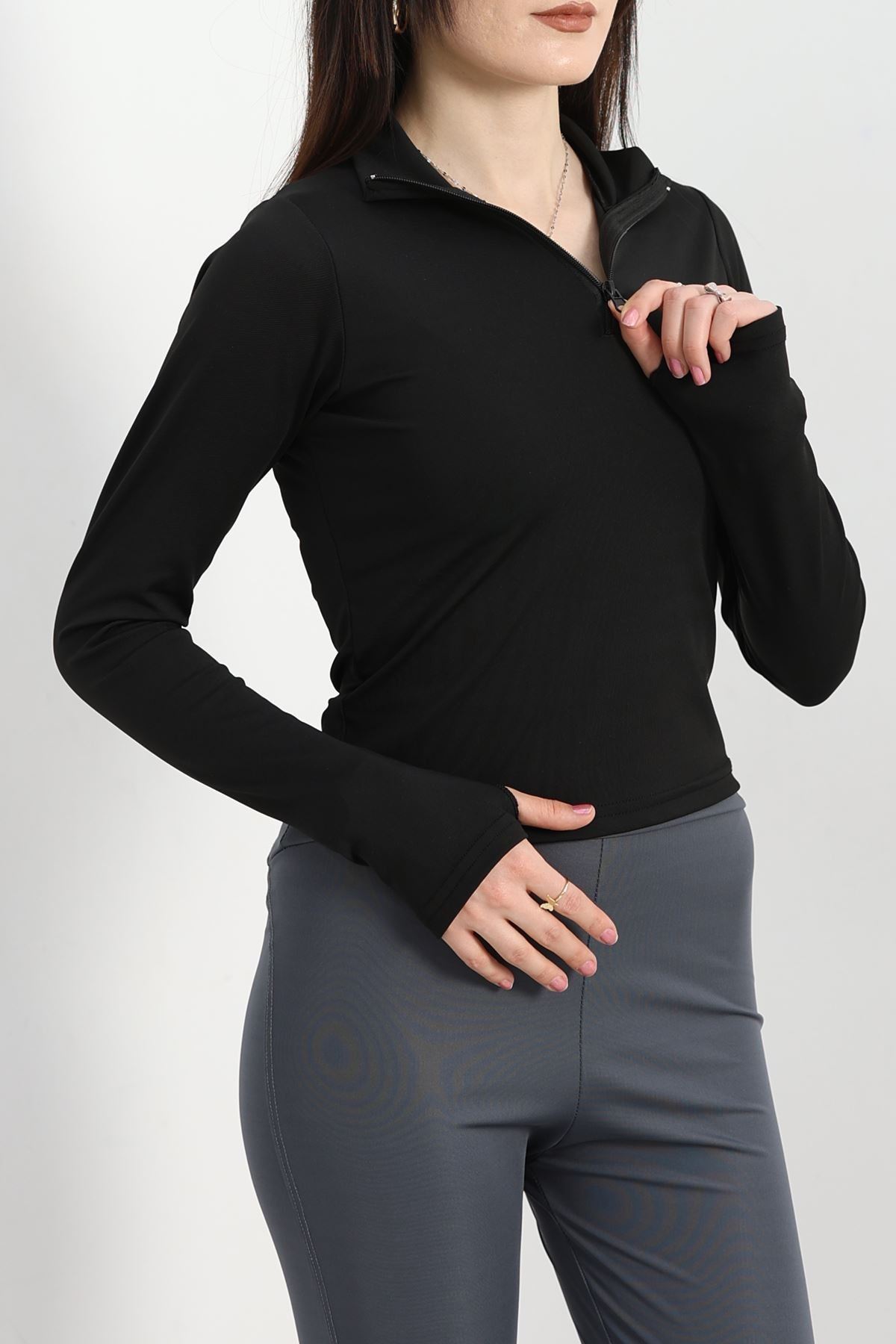 Dalgıç Parmak Geçmeli Body Siyah - 50097.053.