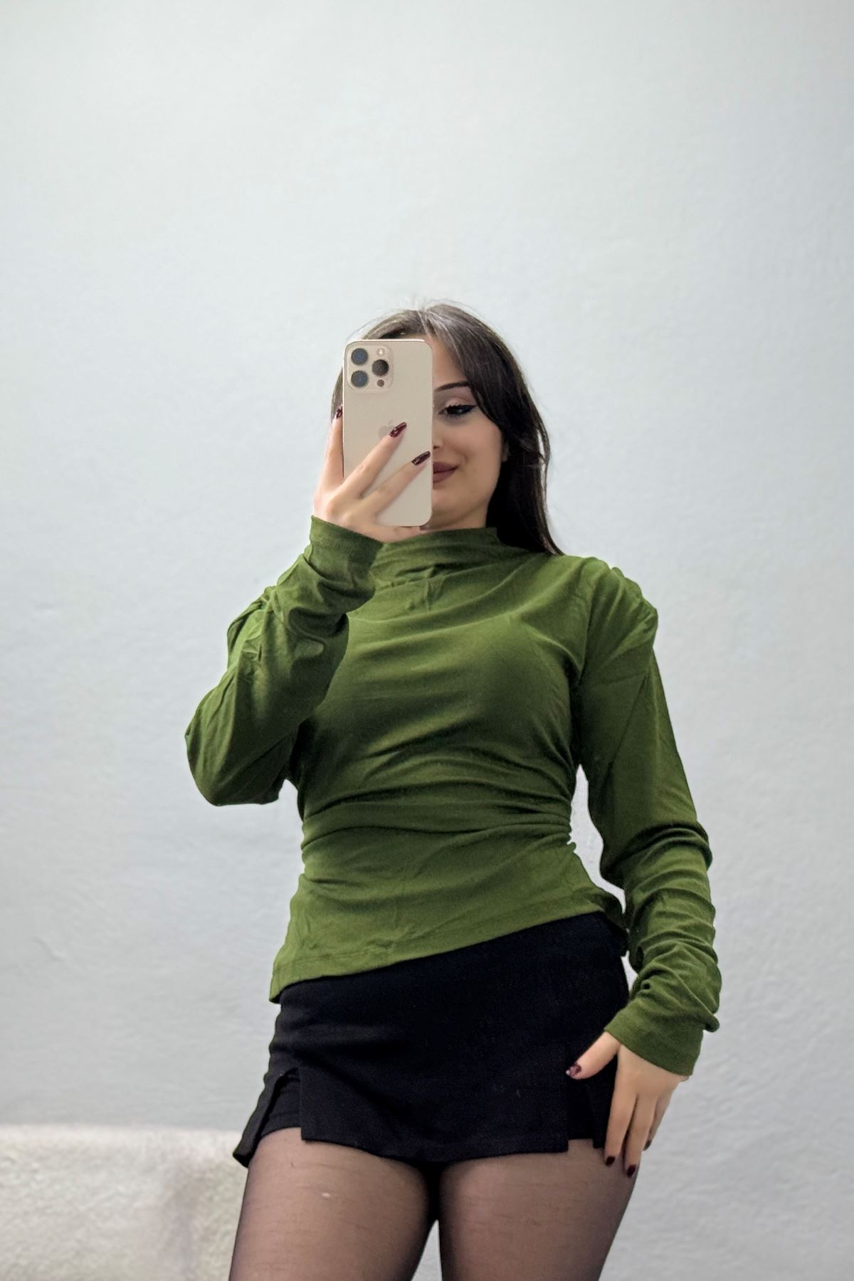 Sırt Dekolteli Örme Bluz Haki - 71788.444.