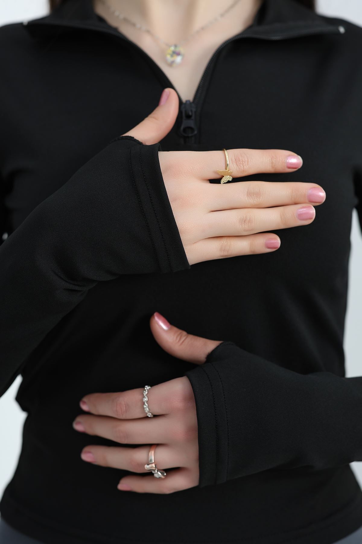 Dalgıç Parmak Geçmeli Body Siyah - 50097.053.