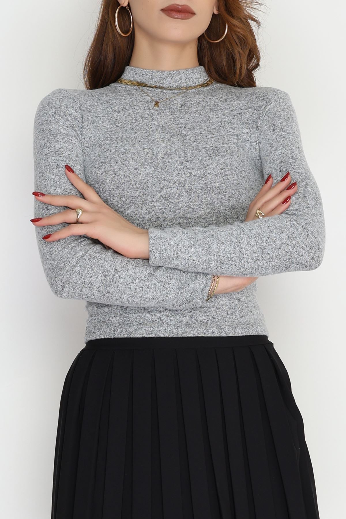 Dik Yaka Yumoş Body Gri - 50205.1723.