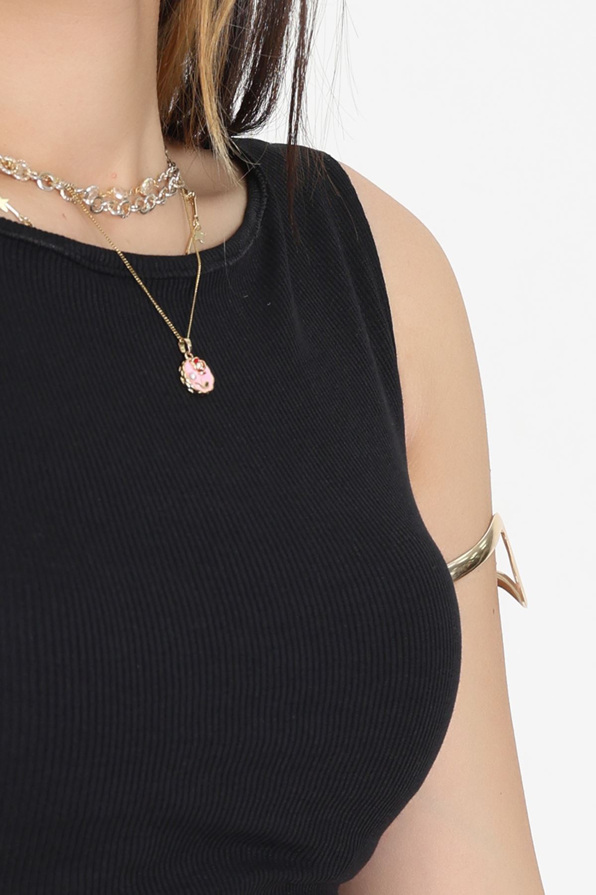 Kayık Yaka Fitilli Body Siyah - 5084.125.