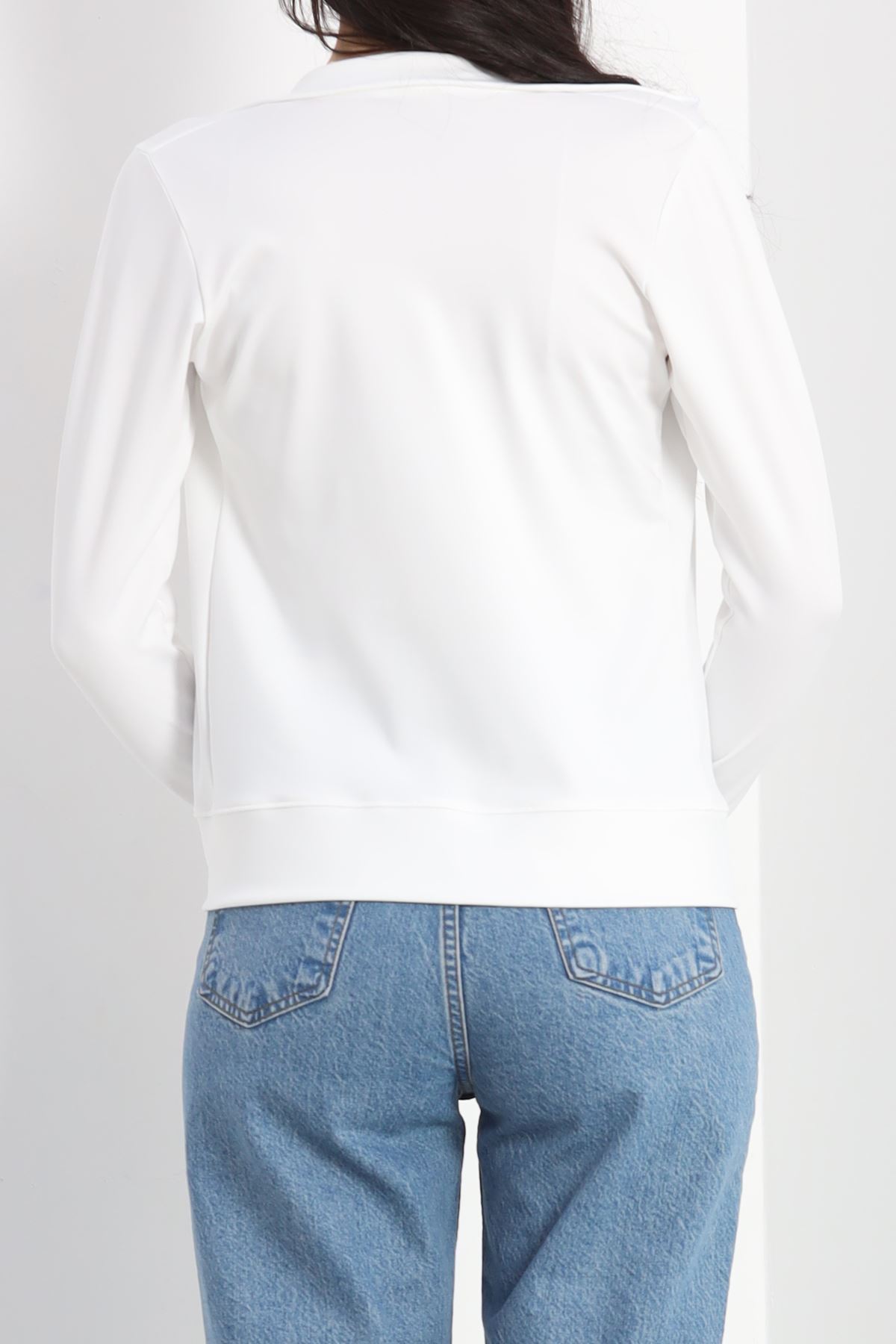 Dik Yaka Dalgıç Ceket Ekru - 50056.053.