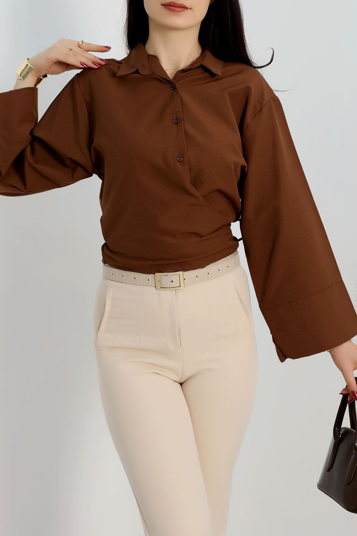 Bağlamalı Gömlek Kahve - 30925.1949.