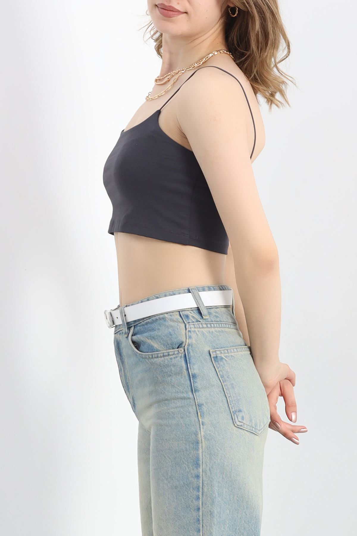 İp Askılı Crop Büstiyer Atlet Füme - 20544.200.