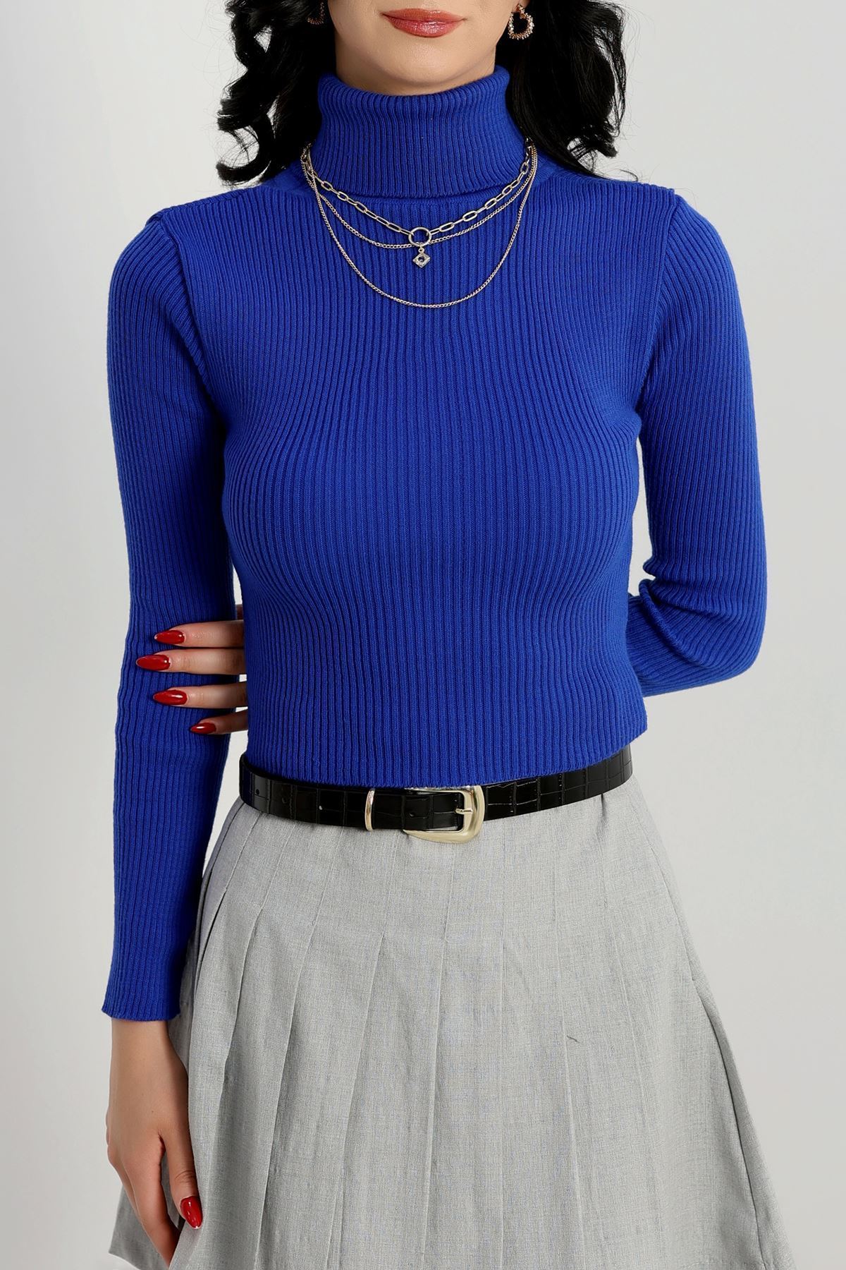 Balıkçı Yaka Triko Saks - 4008.2043.