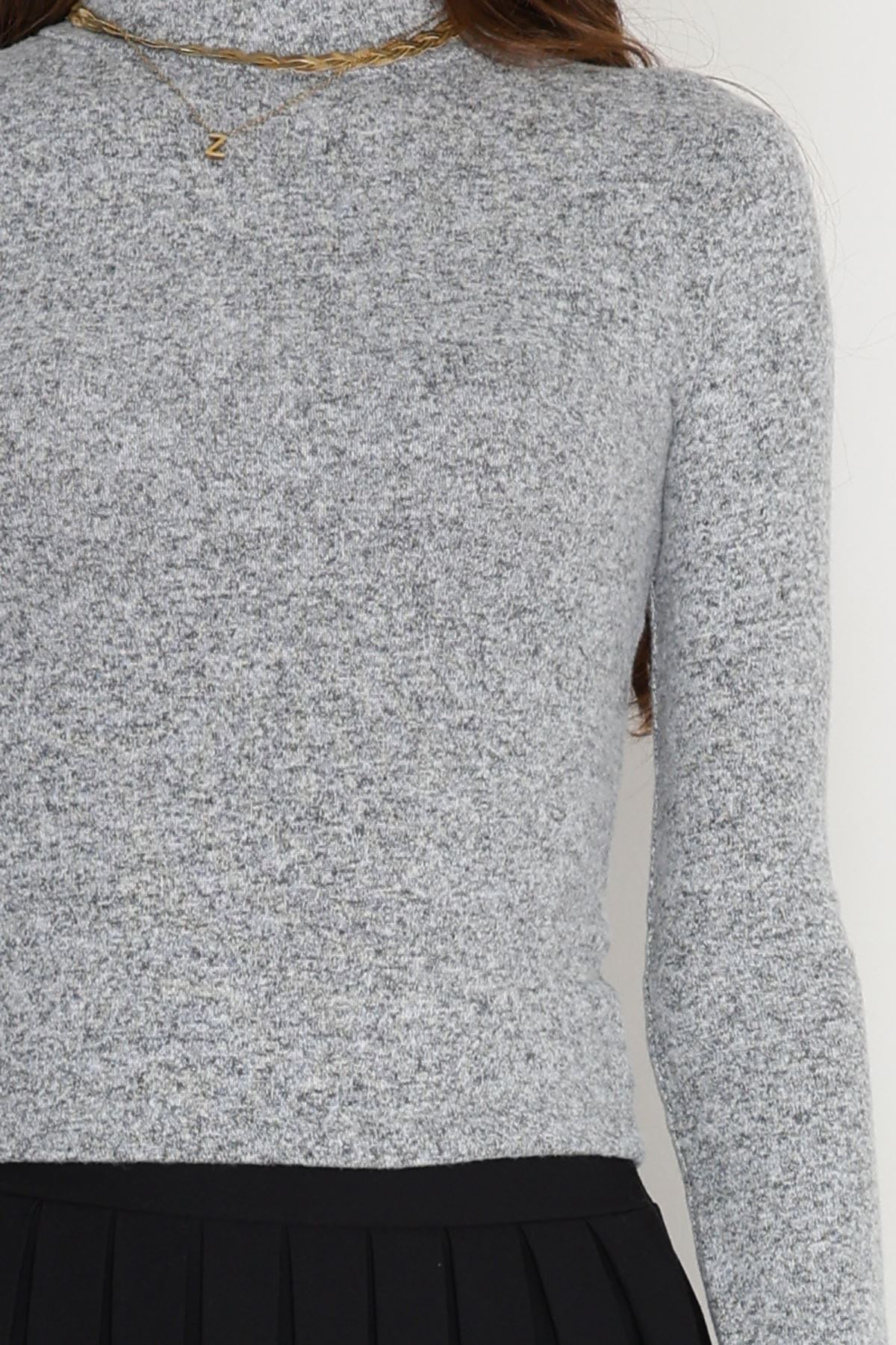 Dik Yaka Yumoş Body Gri - 50205.1723.