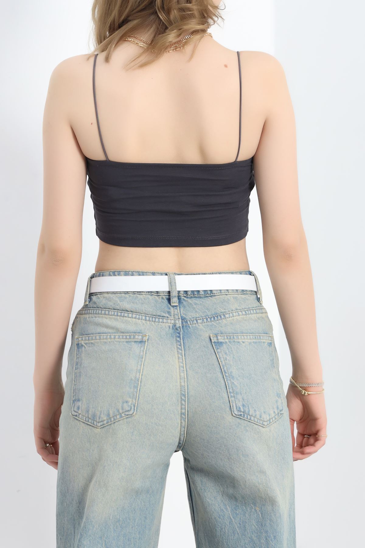 İp Askılı Crop Büstiyer Atlet Füme - 20544.200.