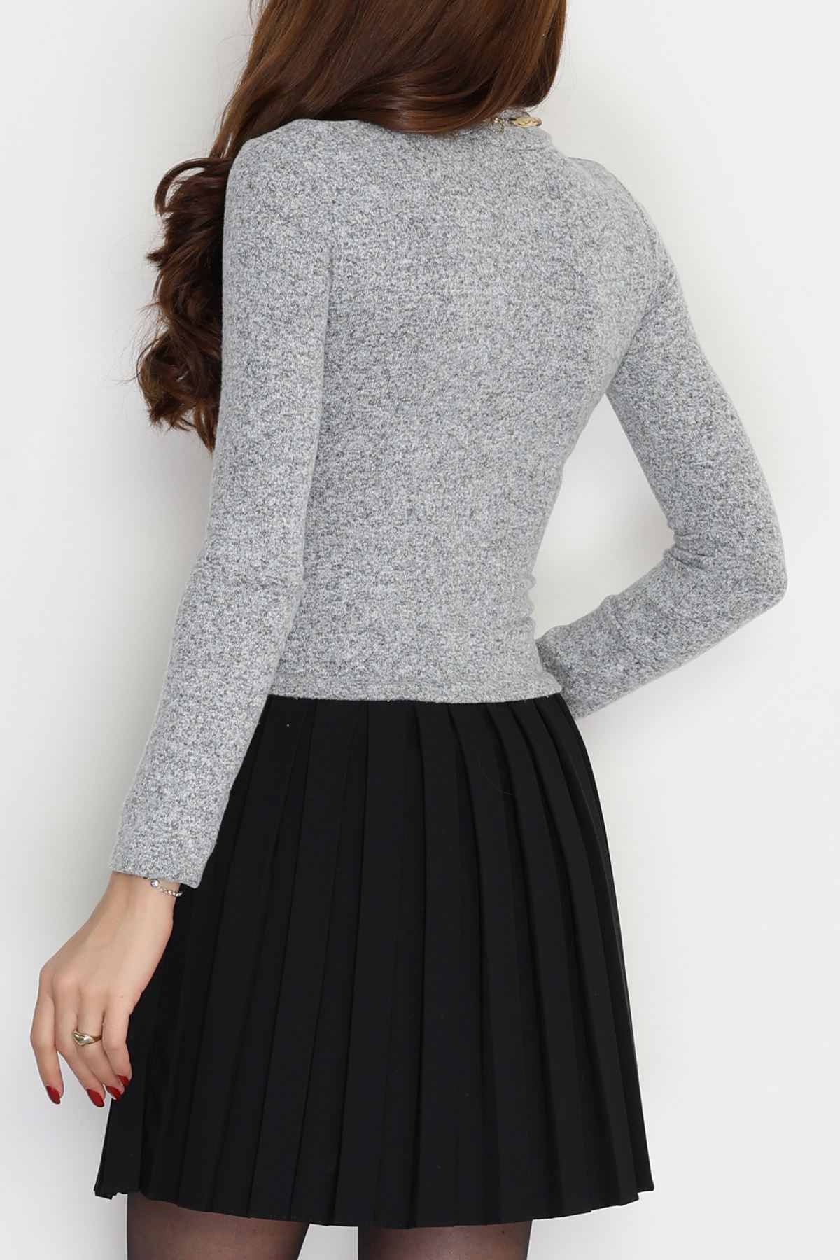 Dik Yaka Yumoş Body Gri - 50205.1723.