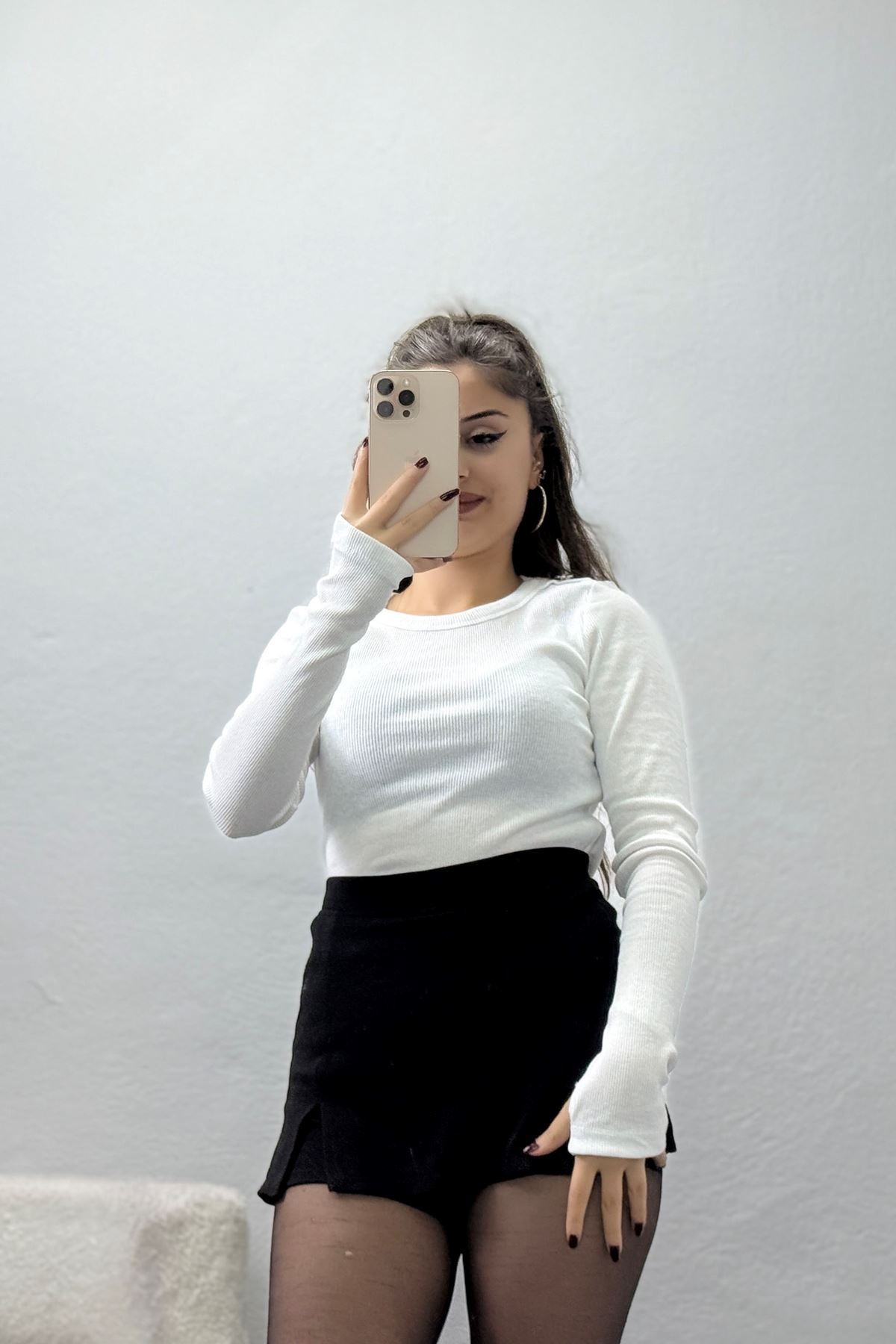 Bisiklet Yaka Omuz Düğmeli Kaşkorse Body Beyaz - 70790.599.