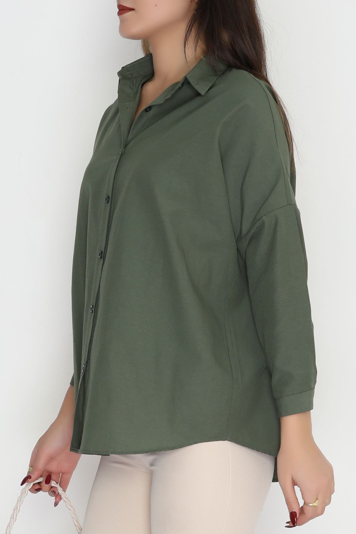 Terikoton Oversize Gömlek Açıkhaki - 30840.1949.