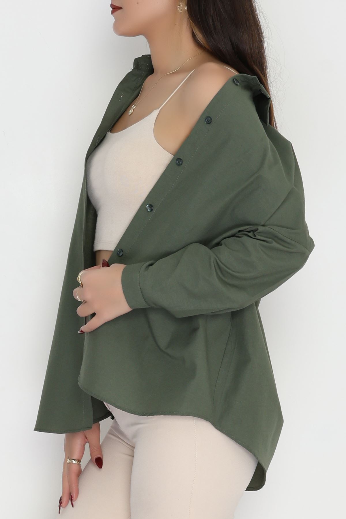 Terikoton Oversize Gömlek Açıkhaki - 30840.1949.