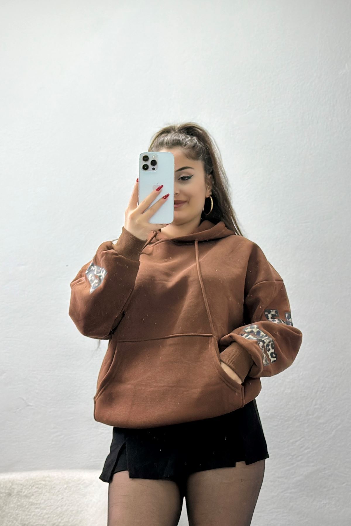 3 İplik Kanguru Cepli Kapşonlu Sweat Kahve - 42249.1878.