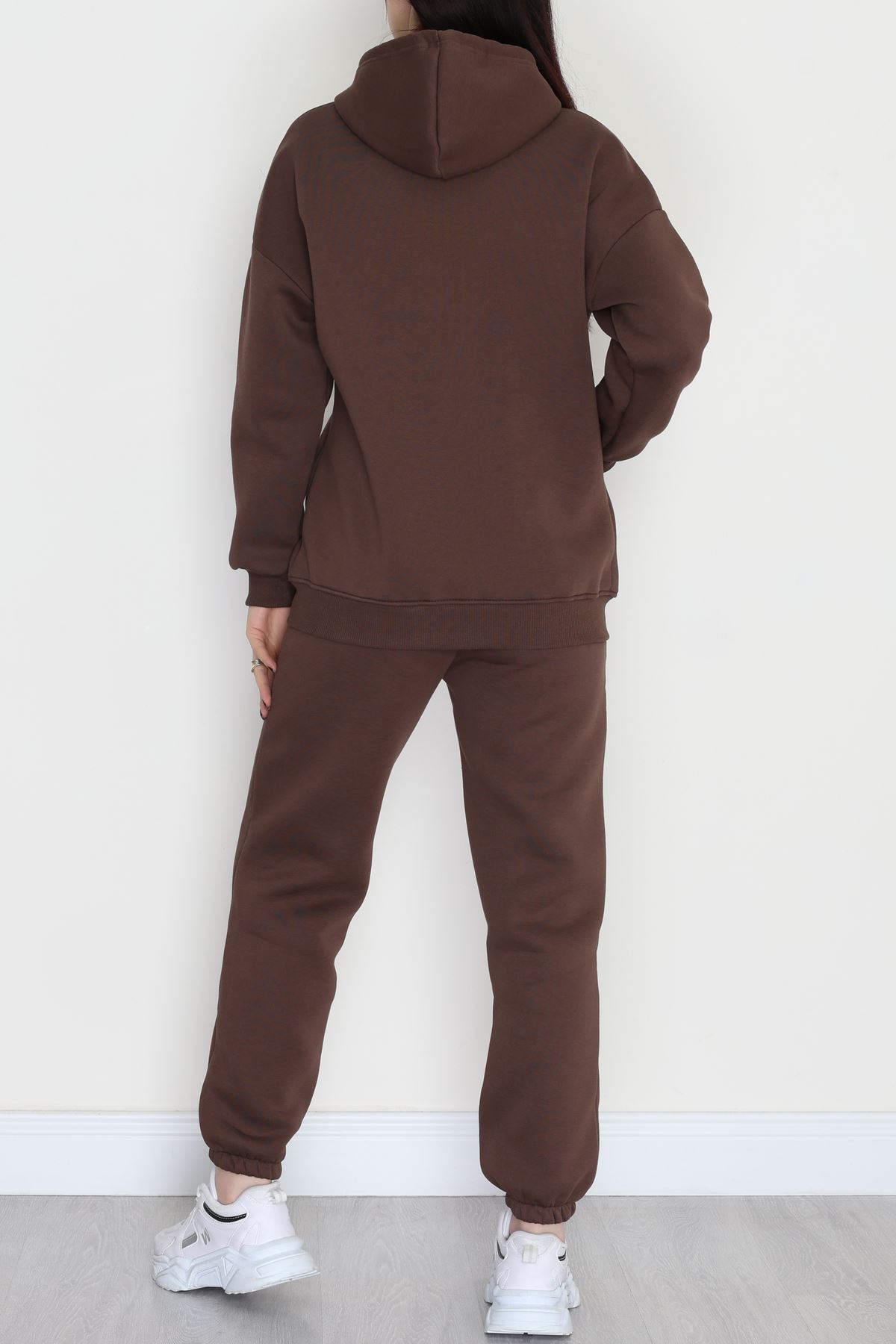 3 İplik Kapşonlu Eşofman Takımı Acıkahve - 20255.1878.