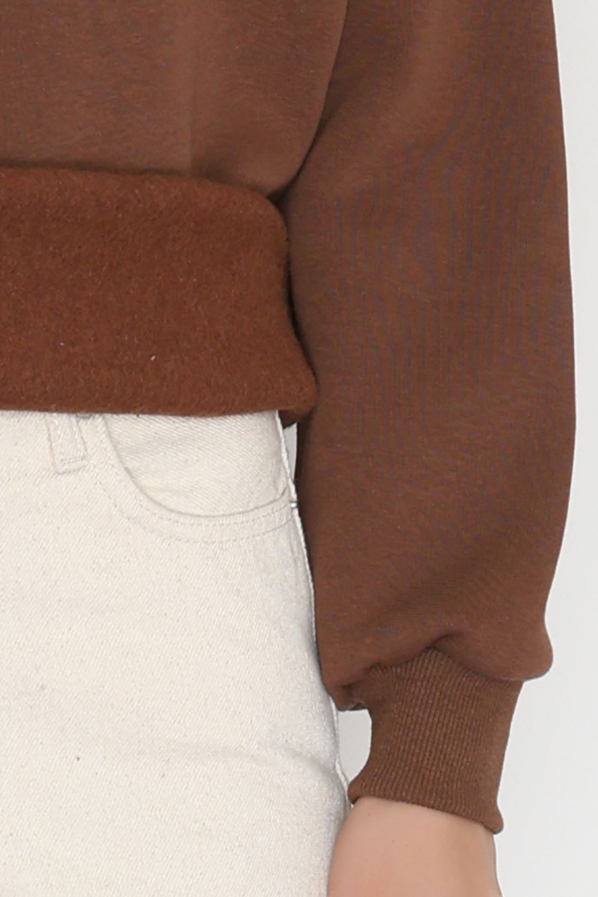 3 İplik Bisiklet Yaka Sweat Kahve - 42237.1878.