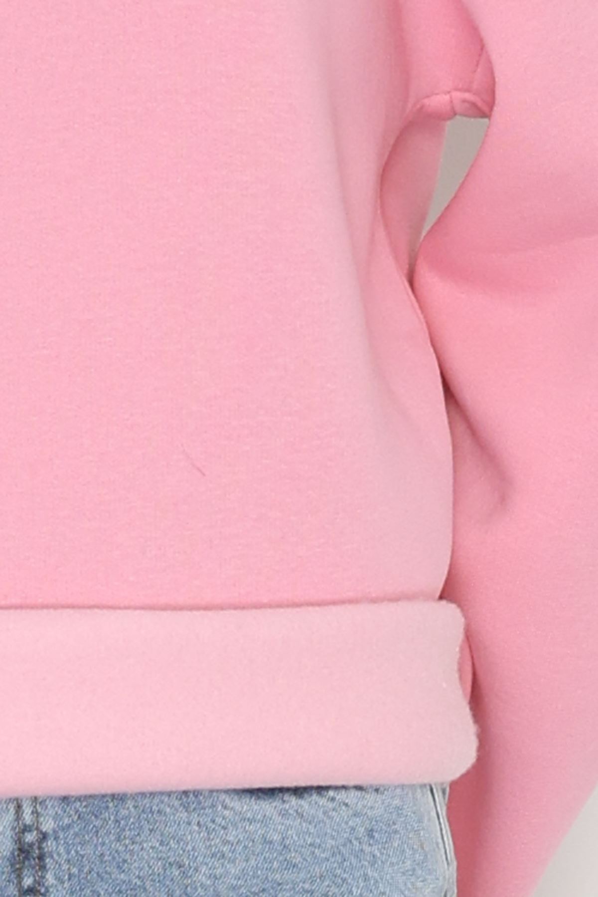 3 İplik Şardonlu İspanyol Kol Sweat Pembe - 42606.1878.