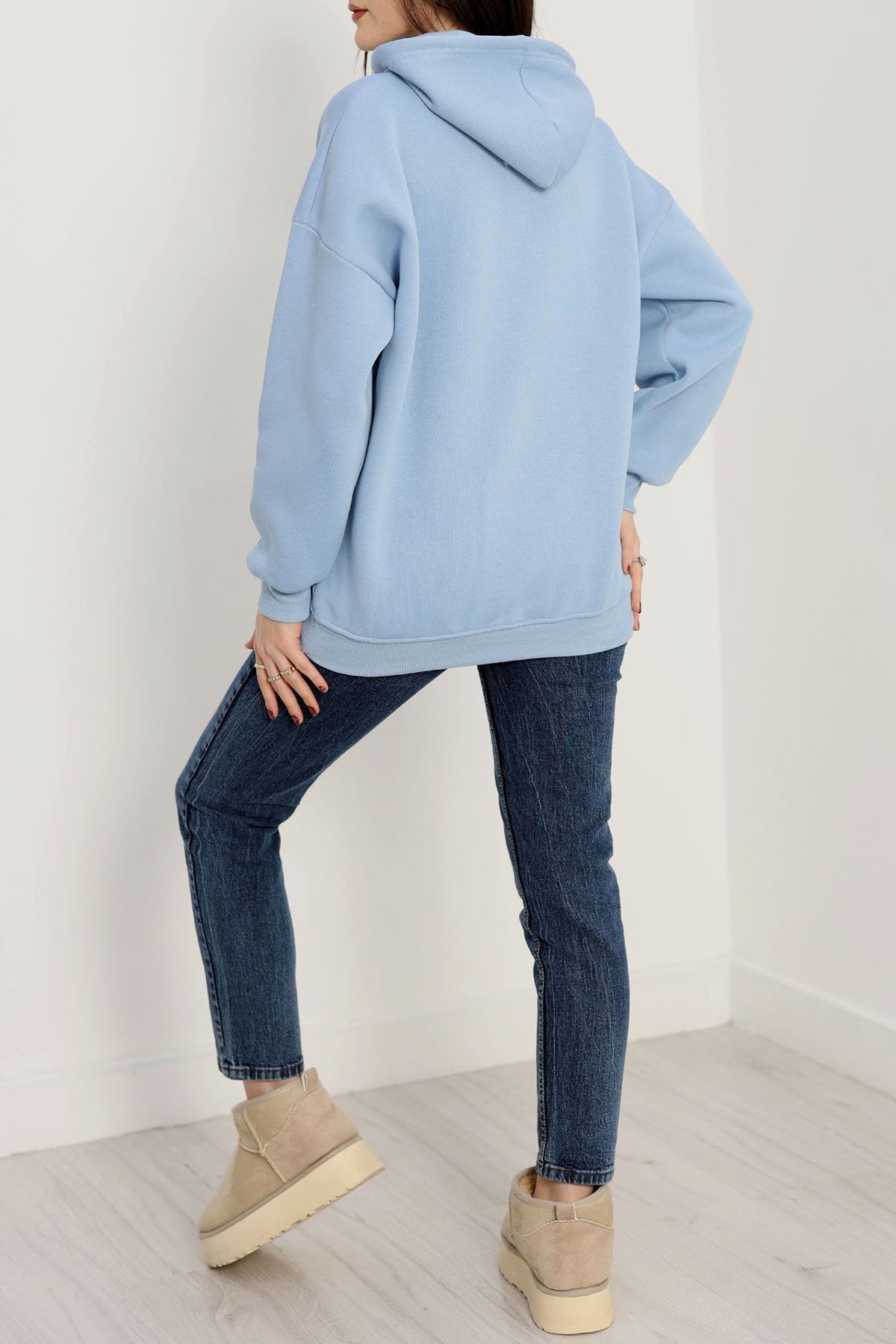 3 İplik Kanguru Cepli Kapşonlu Sweat Bebemavi - 42250.1878.